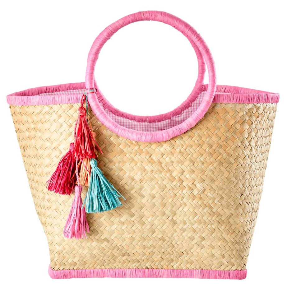 Rice - Raffia Bag with Pom Poms - Sac 4 Rice - Raffia Bag with Pom Poms - Sac – Image 2