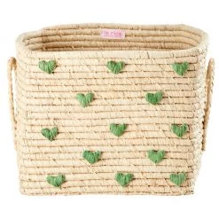 Rice - Raffia Square Basket with Raffia Handles - Boîte de rangement -sacoches Soldes rice raffia square basket with raffia handles boite de rangement 3